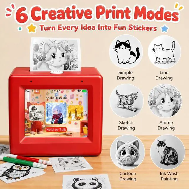 Alt view image 5 of 7 - AI Voice Sticker Maker for Kids, Mini Inkless Thermal Printer, Portable Sticker Printer Machine Box for DIY Crafts, Journaling & Doodles, Birthday Toy Gift for Boys and Girls Ages 3+