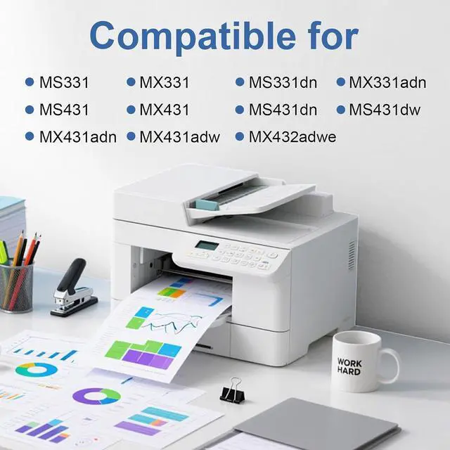 Alt view image 2 of 5 - 55B1000 Toner Cartridge Compatible for Lexmark MS431 Toner Cartridge MS331 MX331 MX431 Toner 55B1000 55B1H00 for MS331dn MS431dn MS431dw MX331adn MX431adw MX431adn MX432adwe Laser Printer Black