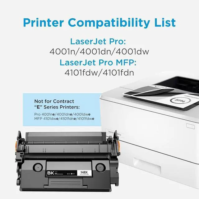 Alt view image 2 of 7 - 148X Black High Yield Toner Cartridge 4001n 4101fdw (with Chip)