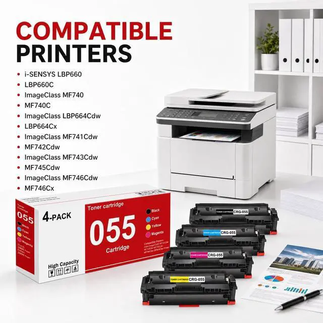 Alt view image 2 of 7 - 055 Toner Cartridges Compatible MF743cdw Toner Replacement for Canon 055