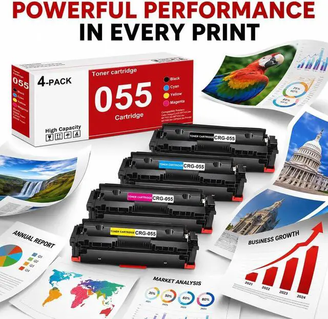 Alt view image 6 of 7 - 055 Toner Cartridges Compatible MF743cdw Toner Replacement for Canon 055