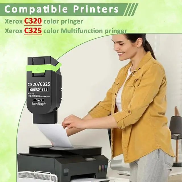 Alt view image 2 of 7 - C320 C325 Toner Cartridge (with Chip) for Xerox Printer,006R04823 Replacement C325 C320 Ink Cartridge,Compatible with Xerox C320 C325 Color Multifunction Printer 006R04831(Black)