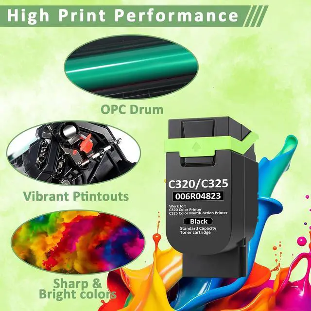 Alt view image 6 of 7 - C320 C325 Toner Cartridge (with Chip) for Xerox Printer,006R04823 Replacement C325 C320 Ink Cartridge,Compatible with Xerox C320 C325 Color Multifunction Printer 006R04831(Black)