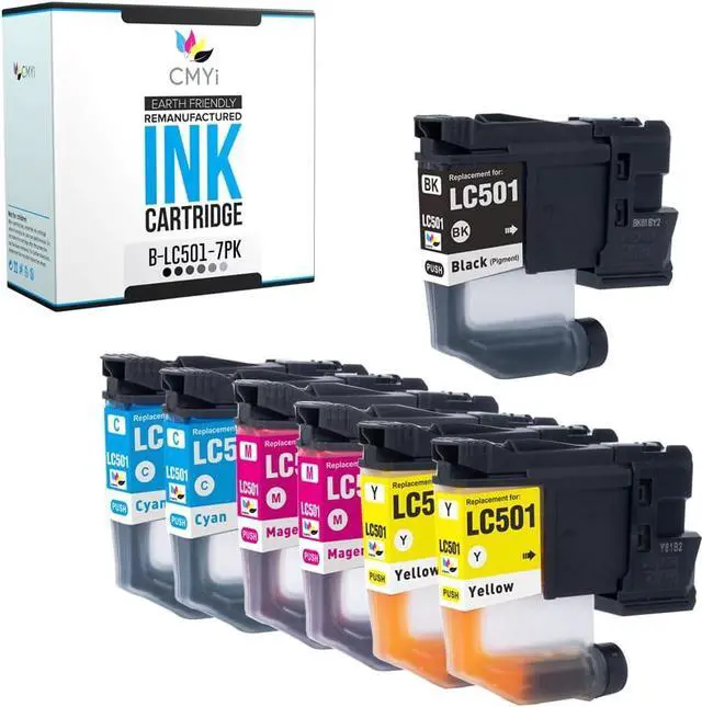 Main image of LC501 Combo Pack Replacement Ink Cartridge for Brother MFC-J1260DW J1360DW J1410DW Printer (1 Black, 2 Cyan, 2 Magenta, 2 Yellow)