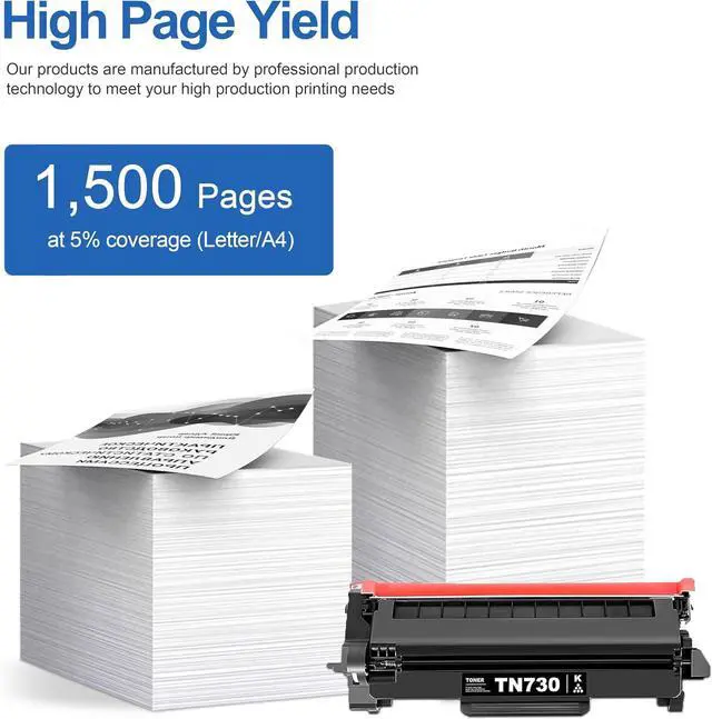 Alt view image 3 of 7 - TN730 TN-730 Toner Cartridge 2-Pack Replacement for Brother TN730 Toner Cartridge - Black DCP-L2550DW MFC-L2710DW MFC-L2750DW HL-L2350DW HL-L2370DW HL-L2395DW HL-L2390DW Printer