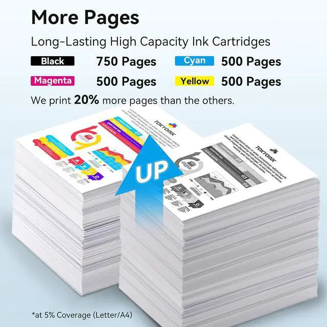 Alt view image 3 of 7 - TOKYOINK 68XL Ink Cartridge Black/Color Combo Pack Compatible for HP Ink 68
