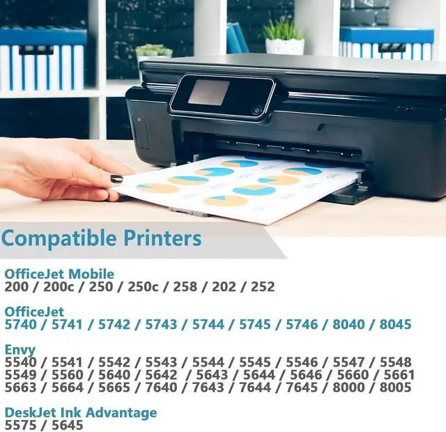 Alt view image 2 of 7 - 62XL Ink Cartridges Replacement for HP 62 XL Black Color Combo Pack for HP62 HP62XL for Envy 7640 7645 5540 5545 5660 OfficeJet 200 250 5665 5661 5560 5640 5663 5742 Printer with V10.2.1 Chip 2-Pack