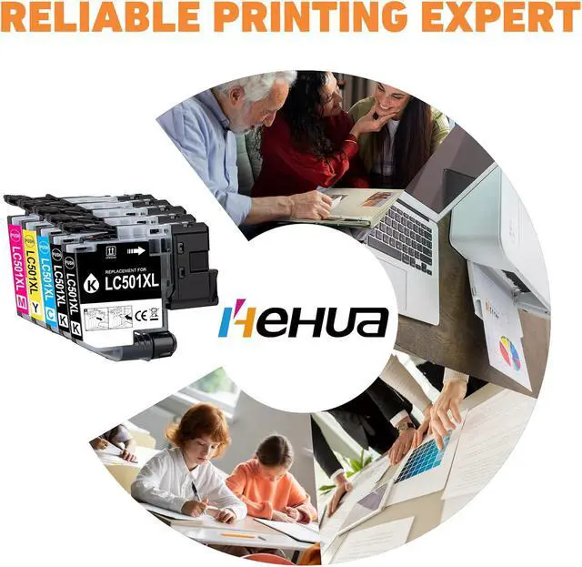 Alt view image 6 of 7 - hehua LC501XL LC501 Ink Cartridges (5-Pack,2,000 Pages) Compatible for Brother LC501XL Ink Cartridges LC501 XL for Brother MFC-J1360DW Ink Cartridge Work Smart 1360 MFC-J1410DW MFC-J1260W Printer