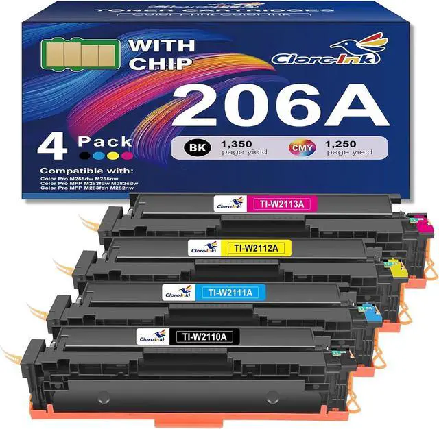 Main image of 206A Toner Cartridges 4 Pack High Yield Replacement for HP 206A W2110A 206X W2110X Compatible with Color Laser Jet Pro MFP M255dw M283fdw M283cdw M255nw Printer (B/C/Y/M Color)