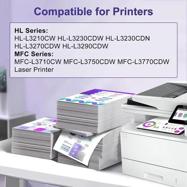 Alt view image 2 of 7 - TN227 TN-227BK/C/M/Y High Yield Toner Cartridge 5-Pack Replacement for Brother TN-227 TN-223 BK/C/M/Y, for HL-L3210CW, HL-L3230CDW, MFC-L3750CDW, MFC-L3770CDW Printers(2BK, 1C/M/Y,with Chip)