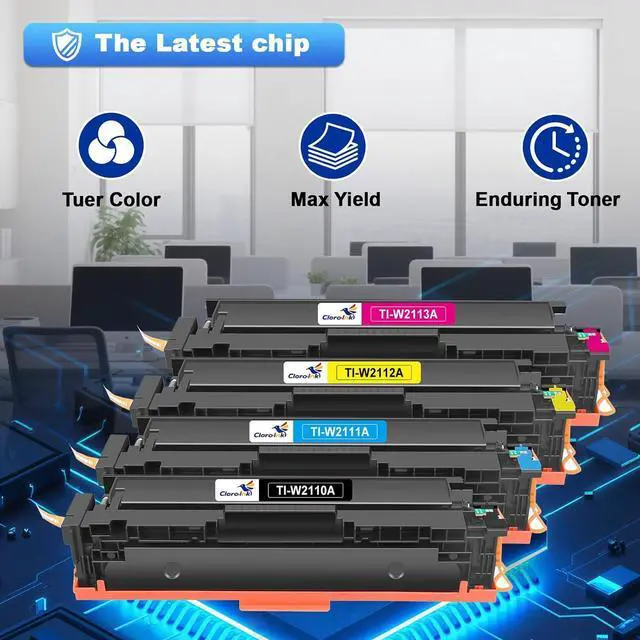 Alt view image 5 of 7 - 206A Toner Cartridges 4 Pack High Yield Replacement for HP 206A W2110A 206X W2110X Compatible with Color Laser Jet Pro MFP M255dw M283fdw M283cdw M255nw Printer (B/C/Y/M Color)