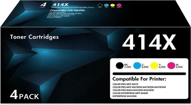 Main image of 414X Toner Cartridges 4 Pack High Yield for HP 414A MFP M479fdw with Chip