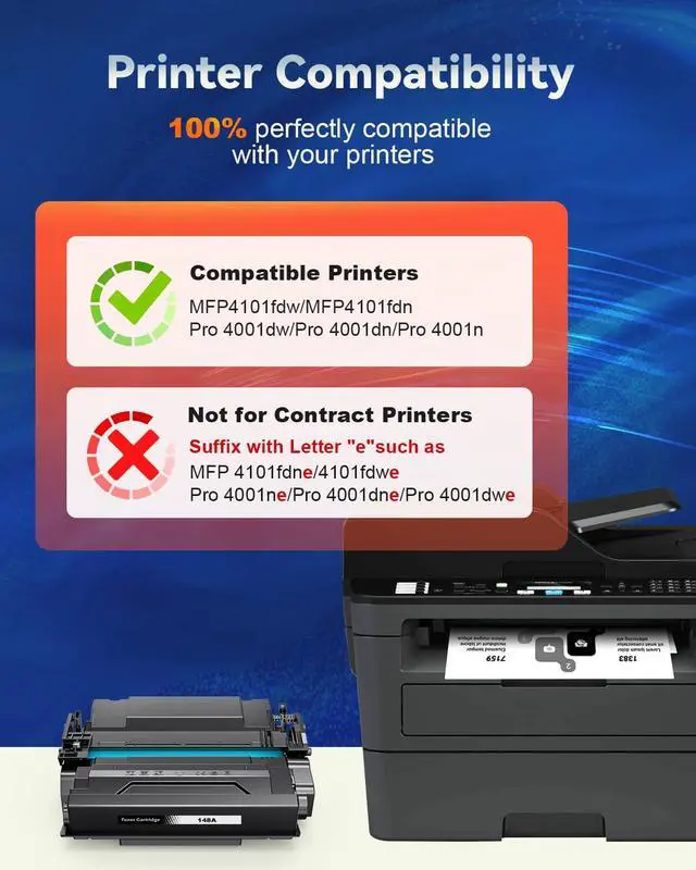 Alt view image 2 of 5 - 148A W148A Toner Cartridge Replacement for HP 4001n 4101fdw ,1 Black