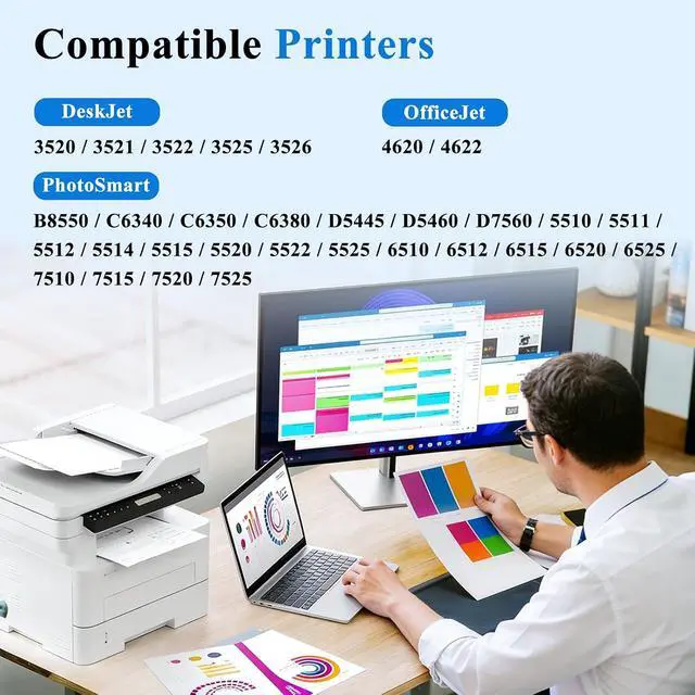 Alt view image 2 of 7 - 564XL Ink Cartridges Compatible for HP 564 Ink Cartridges Combo Pack Work with HP Printer DeskJet 3520 3521 3522 3526 OfficeJet 4620 4622 PhotoSmart Printer Ink Black Color Cyan Magenta Yellow(5 Pack)
