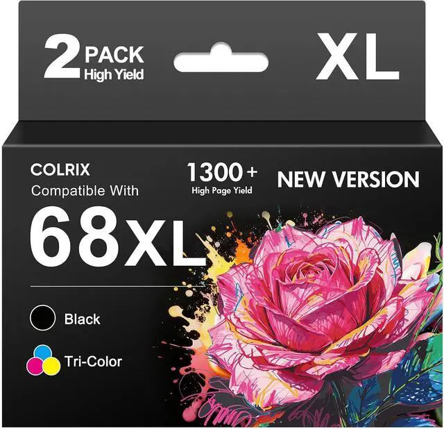 Main image of 68XL 68 Ink Cartridges Black/Color Combo Pack Compatible for HP Ink 68