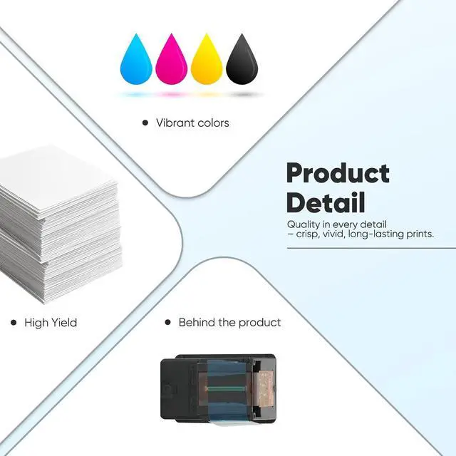Alt view image 5 of 7 - 68XL 68 Ink Cartridges Black/Color Combo Pack Compatible for HP Ink 68