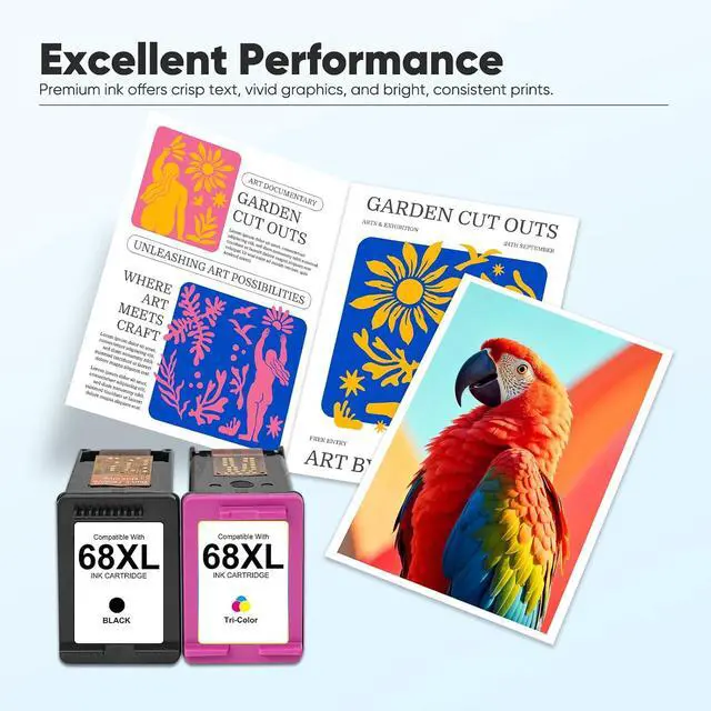 Alt view image 7 of 7 - 68XL 68 Ink Cartridges Black/Color Combo Pack Compatible for HP Ink 68
