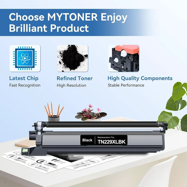 Alt view image 4 of 7 - MYTONER TN229XL Black Toner Cartridge 2 Pack for MFC-L3780CDW MFC-L3720CDW