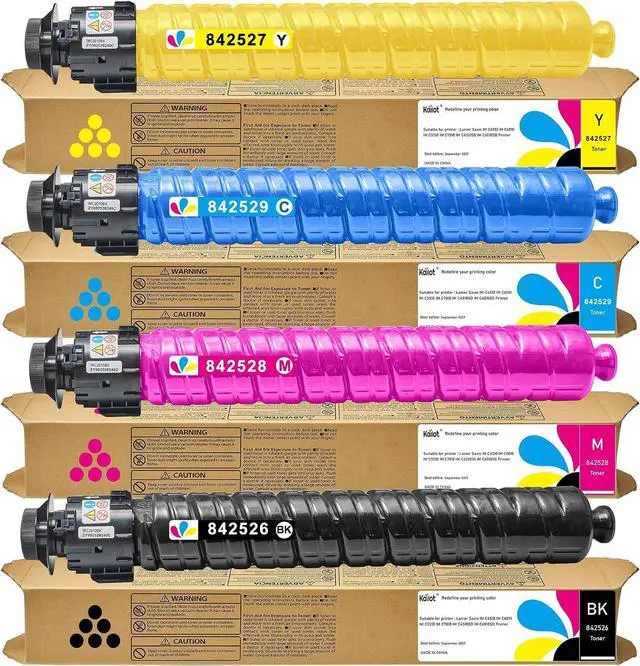 Main image of IM C4510 IM C6010 Toner Cartridge 4-Pack, 842526 842529 842528 842527 Compatible with Ricoh Lanier Savin IM C4510 C5510 C6010 C7010 Printers, Black Cyan Magenta Yellow