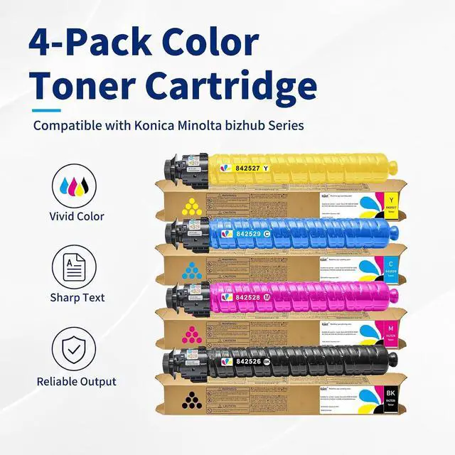 Alt view image 2 of 7 - IM C4510 IM C6010 Toner Cartridge 4-Pack, 842526 842529 842528 842527 Compatible with Ricoh Lanier Savin IM C4510 C5510 C6010 C7010 Printers, Black Cyan Magenta Yellow