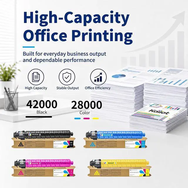 Alt view image 5 of 7 - IM C4510 IM C6010 Toner Cartridge 4-Pack, 842526 842529 842528 842527 Compatible with Ricoh Lanier Savin IM C4510 C5510 C6010 C7010 Printers, Black Cyan Magenta Yellow