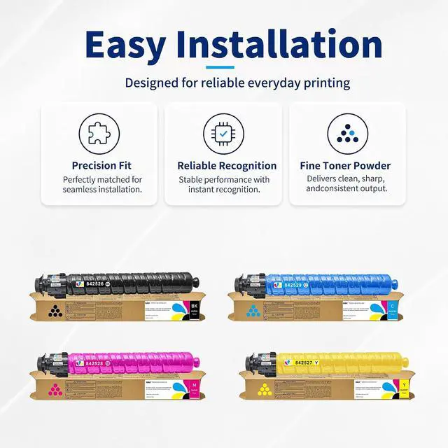 Alt view image 6 of 7 - IM C4510 IM C6010 Toner Cartridge 4-Pack, 842526 842529 842528 842527 Compatible with Ricoh Lanier Savin IM C4510 C5510 C6010 C7010 Printers, Black Cyan Magenta Yellow
