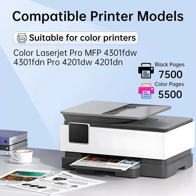 Alt view image 2 of 7 - 210X W2100XQ1 Cartridge Toner CMYK 4-Pk Replacement for HP 4201/4301