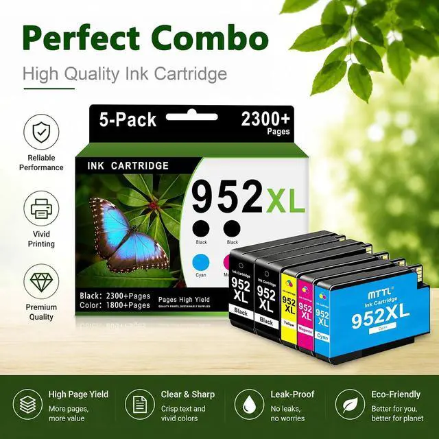 Alt view image 6 of 7 - 952XL High-Yield Ink Cartridge 5-Pack Replacement for HP 952 XL