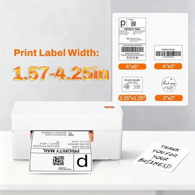 Alt view image 3 of 6 - Bluetooth Thermal Shipping Label Printer, 4x6 Portable Wireless Thermal Address Label Printer for Small Business, Compatible with iPhone Android Windows, White