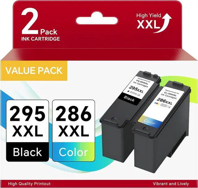 Main image of PG-295XXL CL-286XXL Combo Pack Ink Cartridges Compatible for Canon PG-295 XXL Black CL-286 XXL Color, Printer Ink for Canon 295 and 286 Ink Work with Canon TR7120, TS6520, TS4320 Inkjet (2-Pack)