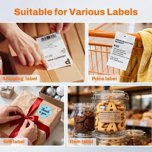 Alt view image 6 of 6 - Bluetooth Thermal Shipping Label Printer, 4x6 Portable Wireless Thermal Address Label Printer for Small Business, Compatible with iPhone Android Windows, White