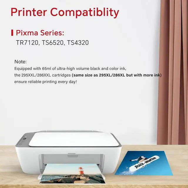 Alt view image 3 of 7 - PG-295XXL CL-286XXL Combo Pack Ink Cartridges Compatible for Canon PG-295 XXL Black CL-286 XXL Color, Printer Ink for Canon 295 and 286 Ink Work with Canon TR7120, TS6520, TS4320 Inkjet (2-Pack)