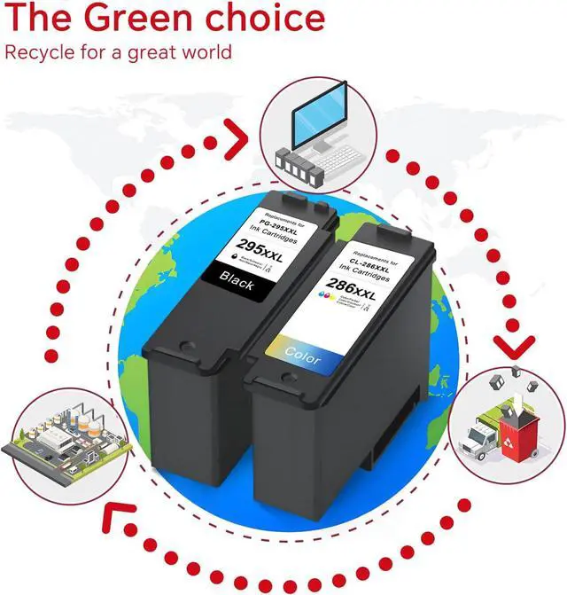 Alt view image 5 of 7 - PG-295XXL CL-286XXL Combo Pack Ink Cartridges Compatible for Canon PG-295 XXL Black CL-286 XXL Color, Printer Ink for Canon 295 and 286 Ink Work with Canon TR7120, TS6520, TS4320 Inkjet (2-Pack)
