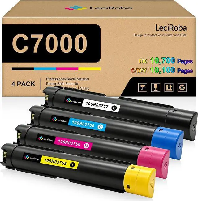 Main image of LeciRoba Compatible C7000 106R03757 106R03758 106R03759 106R03760 High Capacity Toner Cartridges Replacement for Xerox VersaLink C7000 C7000DN C7000N Printer (B/C/M/Y, 4-Pack)
