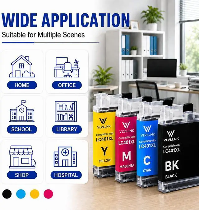Alt view image 7 of 7 - LC401XL LC401 MFC-J1010DW Ink Cartridges for Brother Printer