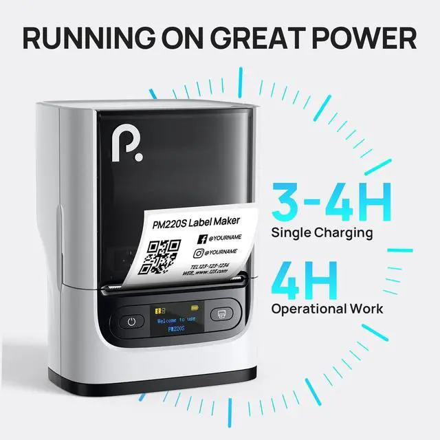 Alt view image 2 of 5 - POLONO PM220S Bluetooth Thermal Label Maker, Portable Sticker Printer with 2'' x 1.18'' Label Tape, Easy to Use Label Machine for Home Office Business, Cream