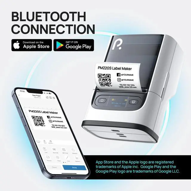 Alt view image 3 of 5 - POLONO PM220S Bluetooth Thermal Label Maker, Portable Sticker Printer with 2'' x 1.18'' Label Tape, Easy to Use Label Machine for Home Office Business, Cream