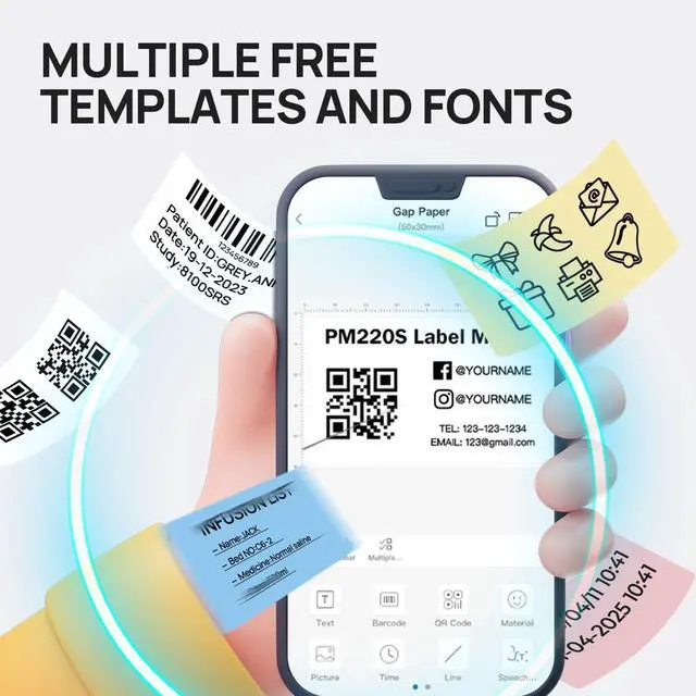 Alt view image 4 of 5 - POLONO PM220S Bluetooth Thermal Label Maker, Portable Sticker Printer with 2'' x 1.18'' Label Tape, Easy to Use Label Machine for Home Office Business, Cream