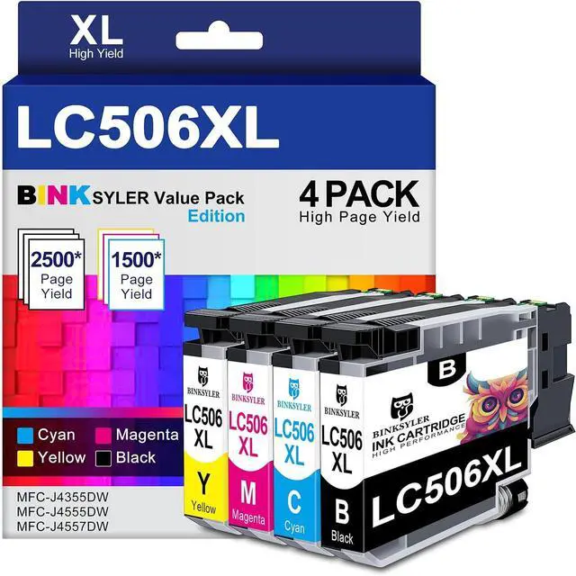 Main image of 4-Pack LC506XL Ink Cartridges for Brother LC506 LC 506 XL BK/C/M/Y