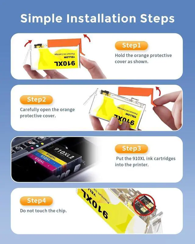 Alt view image 6 of 7 - INK4U 910XL Ink Cartridges Combo Pack Replacement for HP 910XL (4 Pack)