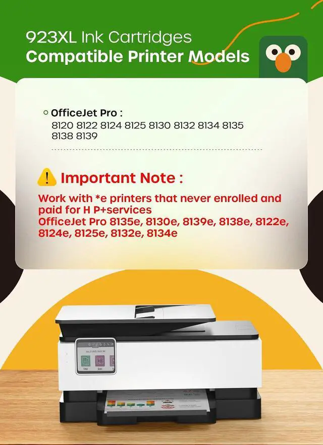 Alt view image 2 of 6 - 923XL 923e Ink Cartridges Combo Pack with Chip for HP OfficeJet Pro 8120