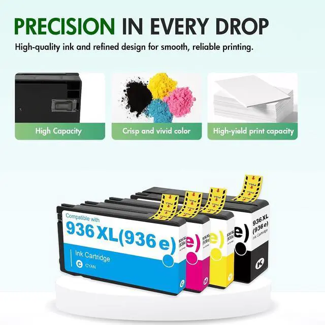 Alt view image 6 of 7 - 936 936XL 936e Ink Cartridges Combo Pack for HP Printers 9125e 9120e 9730e