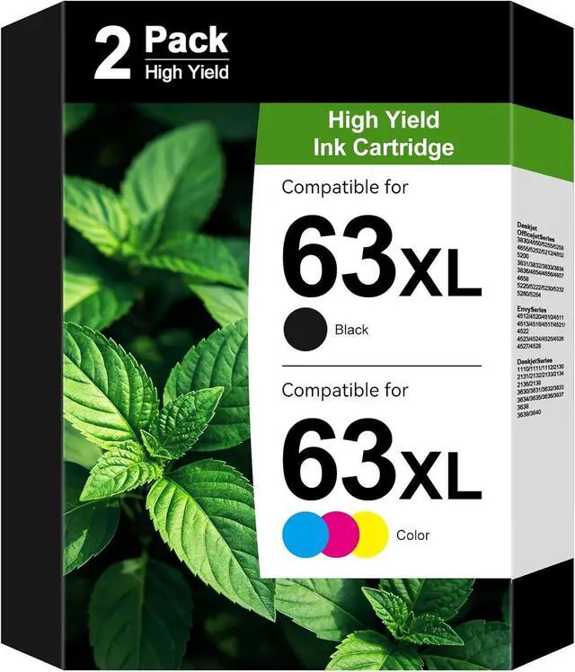 Main image of 63XL Ink Cartridges Black and Color for HP 63 63Xl Ink Cartridge Combo Pack