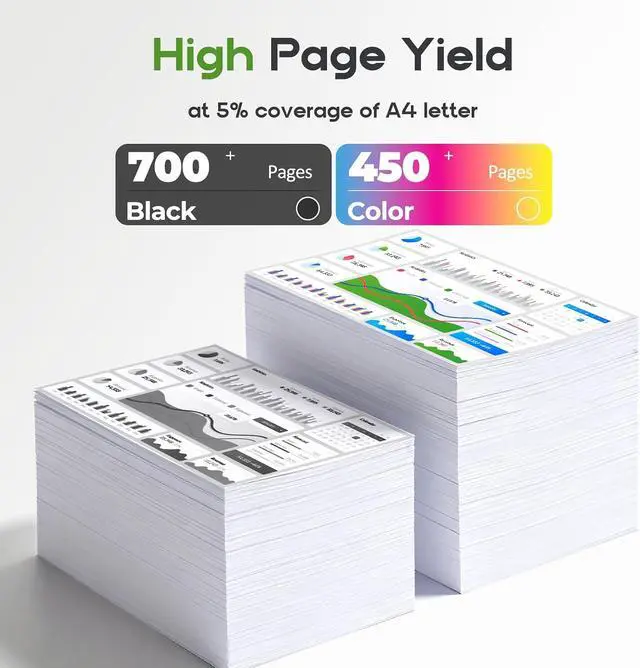 Alt view image 3 of 7 - 63XL Ink Cartridges Black and Color for HP 63 63Xl Ink Cartridge Combo Pack