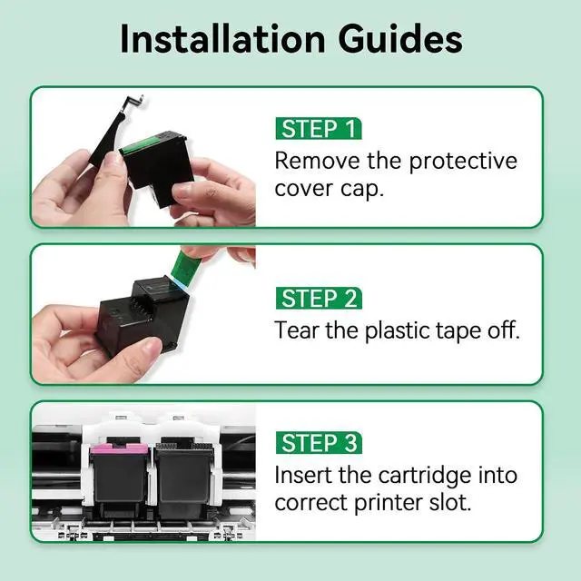 Alt view image 3 of 7 - 68 68XL Ink Cartridges Black/Color Combo Pack Compatible for HP 68 Ink Cartridges Fit for Envy 6155e 6555e 6100e 6165e 6500e 6152e 6552e 6558e Printer (2 Pack, 1 Black, 1 Tri-Color)