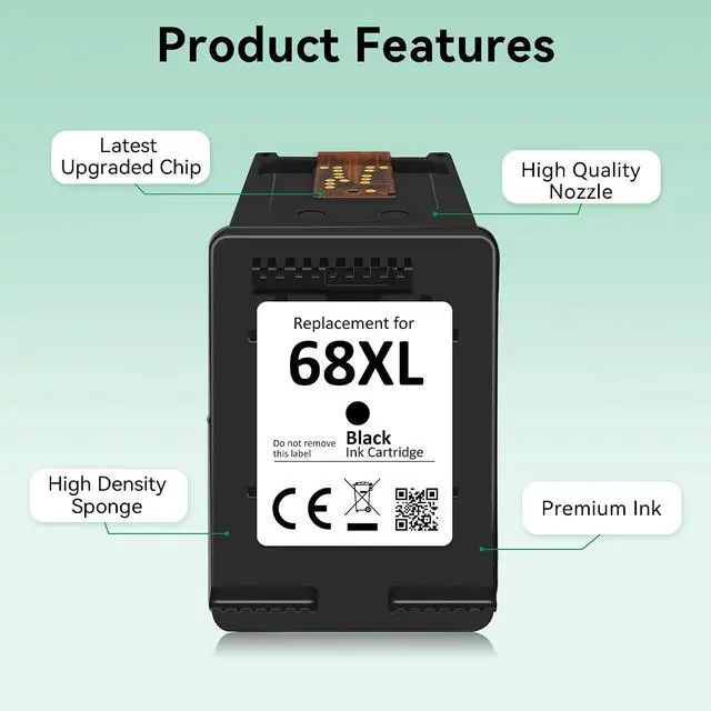 Alt view image 5 of 7 - 68 68XL Ink Cartridges Black/Color Combo Pack Compatible for HP 68 Ink Cartridges Fit for Envy 6155e 6555e 6100e 6165e 6500e 6152e 6552e 6558e Printer (2 Pack, 1 Black, 1 Tri-Color)
