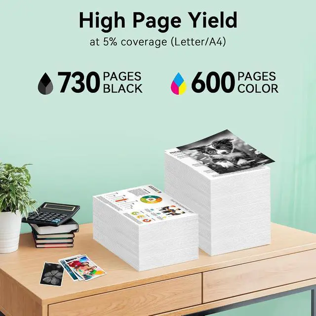 Alt view image 4 of 7 - 68 68XL Ink Cartridges Black/Color Combo Pack Compatible for HP 68 Ink Cartridges Fit for Envy 6155e 6555e 6100e 6165e 6500e 6152e 6552e 6558e Printer (2 Pack, 1 Black, 1 Tri-Color)