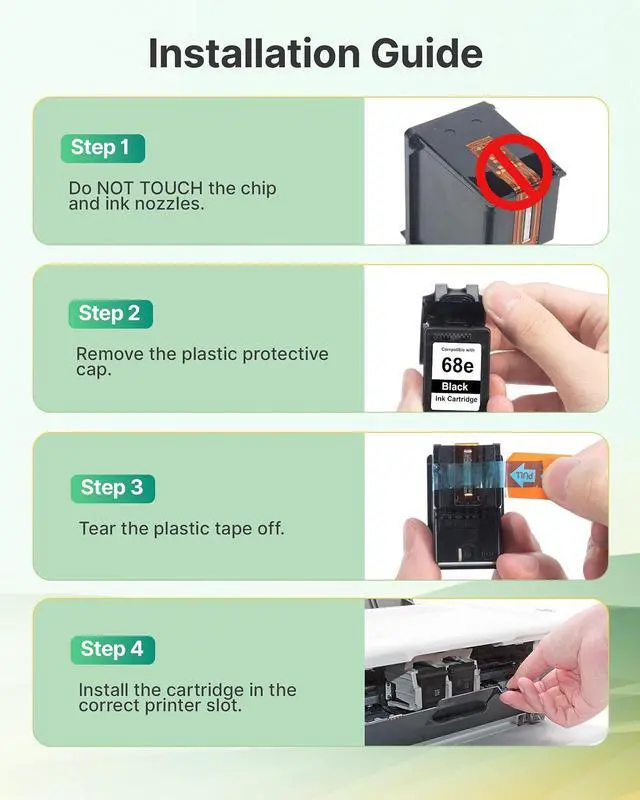 Alt view image 5 of 7 - 68XL 68e 68 Black Ink Cartridge Replacement for HP Ink 68 68XL 68e Black