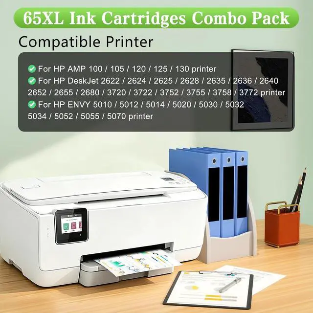 Alt view image 2 of 7 - For HP 65 65XL Black/Color Ink Cartridges Combo Pack for HP Printers 3755