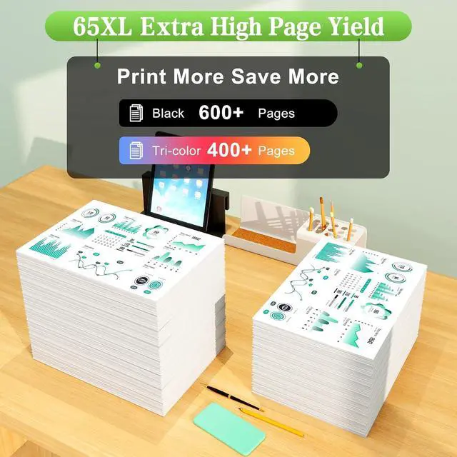 Alt view image 3 of 7 - For HP 65 65XL Black/Color Ink Cartridges Combo Pack for HP Printers 3755